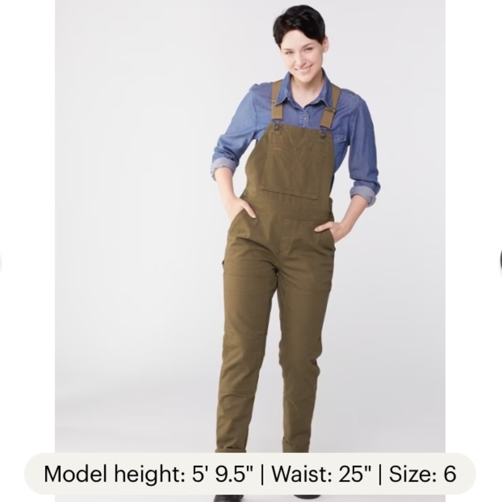 REI Co-op Overalls Womens Size 0 Green TRAILSMITH Canvas Double Knee Bib